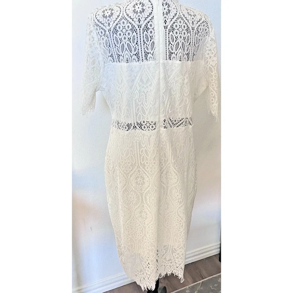 Lulus White Lace Sheath Midi Dress XXL NWOT Bridal Shower Rehearsal Dinner - Picture 3 of 7
